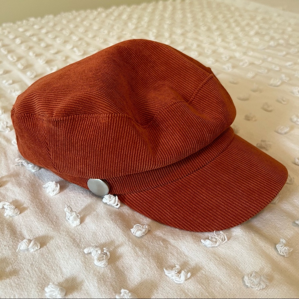 Burnt orange corduroy hat